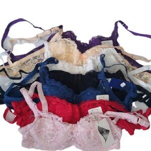 Lacy Ultrathin Underwire Push Up 3/4  Bra Set, 7 Colors Set XS